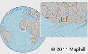 Gray Location Map of Guiberoua, hill shading