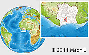Physical Location Map of Guiberoua, highlighted country, highlighted parent region