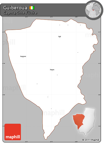 Gray Simple Map of Guiberoua, cropped outside