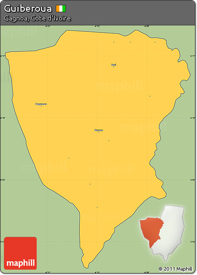 Savanna Style Simple Map of Guiberoua, cropped outside