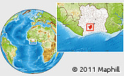 Physical Location Map of Gagnoa, highlighted country
