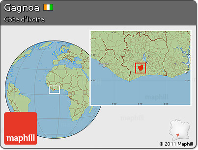 Savanna Style Location Map of Gagnoa