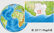 Physical Location Map of Ouragahio, highlighted country