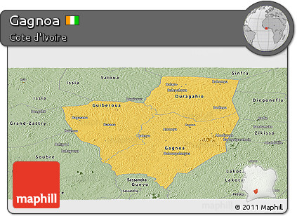 Savanna Style Panoramic Map of Gagnoa