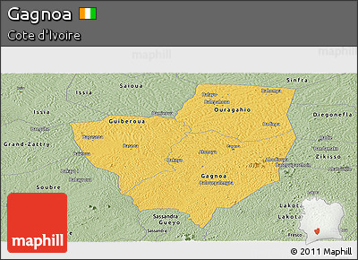 Savanna Style Panoramic Map of Gagnoa