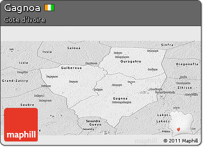Silver Style Panoramic Map of Gagnoa