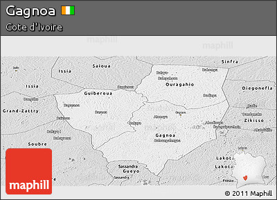 Silver Style Panoramic Map of Gagnoa