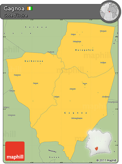 Savanna Style Simple Map of Gagnoa