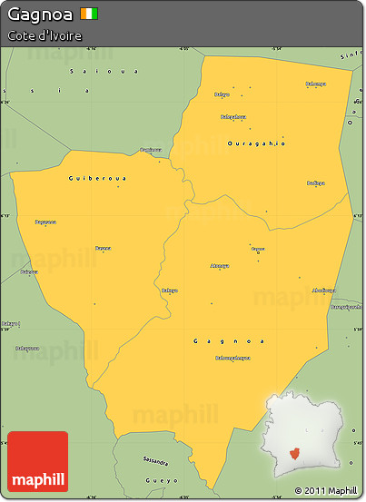 Savanna Style Simple Map of Gagnoa