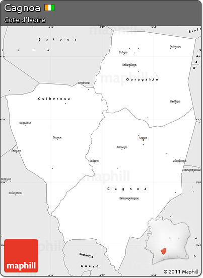 Silver Style Simple Map of Gagnoa
