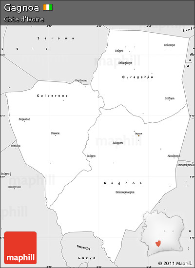 Silver Style Simple Map of Gagnoa