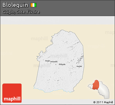Classic Style 3D Map of Blolequin, single color outside