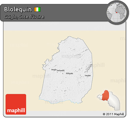 Classic Style 3D Map of Blolequin, single color outside