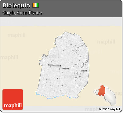 Classic Style 3D Map of Blolequin, single color outside