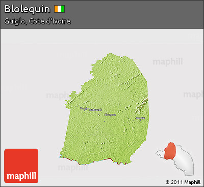Physical 3D Map of Blolequin, cropped outside
