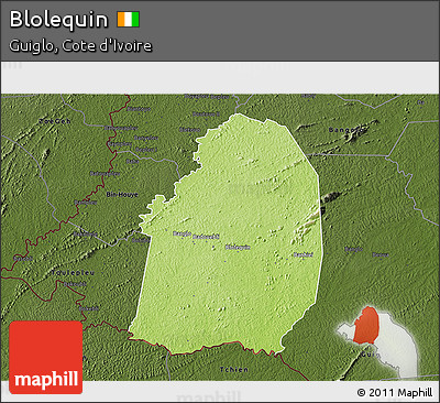 Physical 3D Map of Blolequin, darken