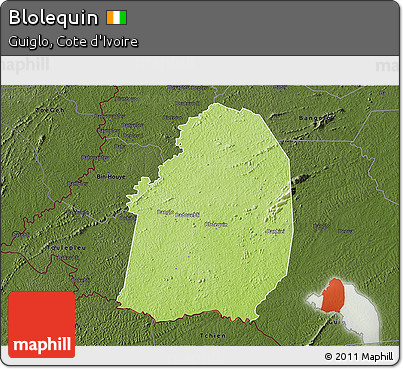 Physical 3D Map of Blolequin, darken