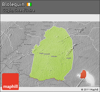 Physical 3D Map of Blolequin, desaturated
