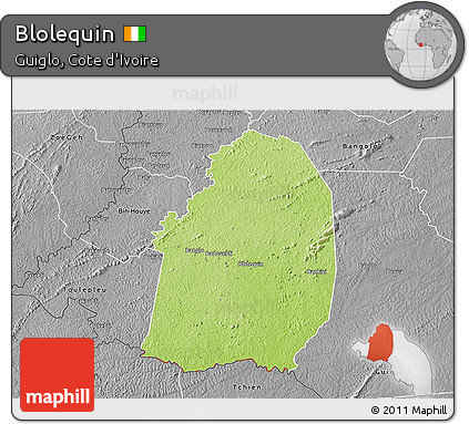 Physical 3D Map of Blolequin, desaturated