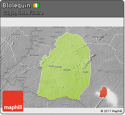 Physical 3D Map of Blolequin, desaturated