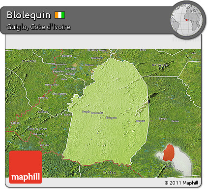 Physical 3D Map of Blolequin, satellite outside