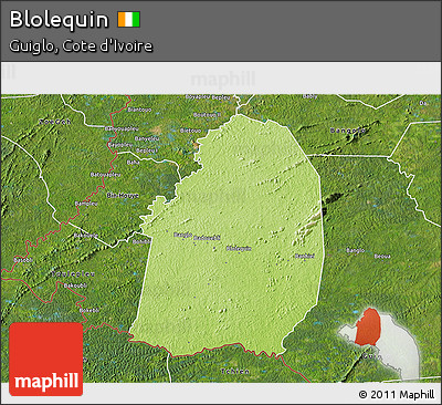 Physical 3D Map of Blolequin, satellite outside