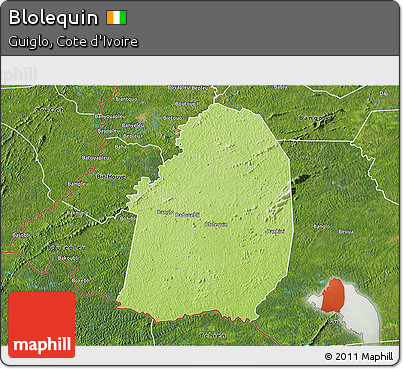 Physical 3D Map of Blolequin, satellite outside