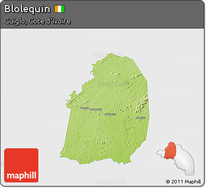 Physical 3D Map of Blolequin, single color outside