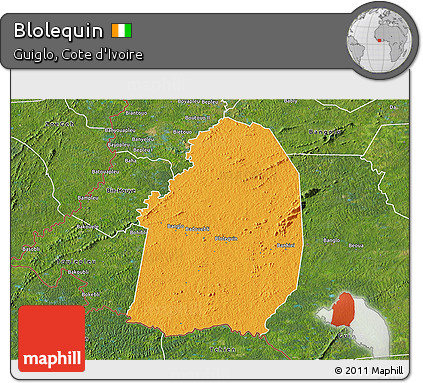 Political 3D Map of Blolequin, satellite outside
