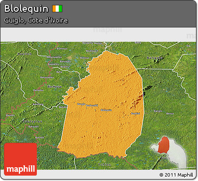 Political 3D Map of Blolequin, satellite outside