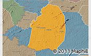 Political 3D Map of Blolequin, semi-desaturated