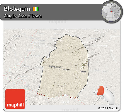 Shaded Relief 3D Map of Blolequin, lighten