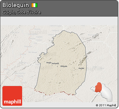 Shaded Relief 3D Map of Blolequin, lighten