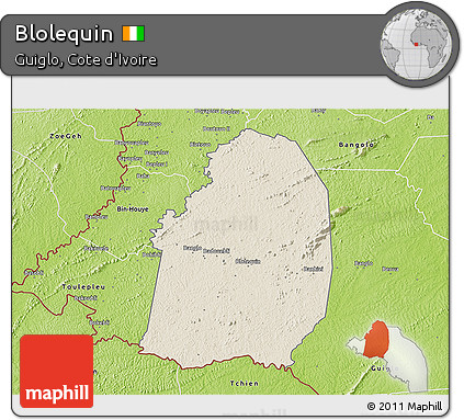Shaded Relief 3D Map of Blolequin, physical outside