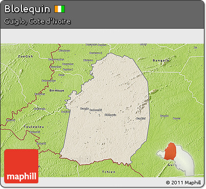 Shaded Relief 3D Map of Blolequin, physical outside