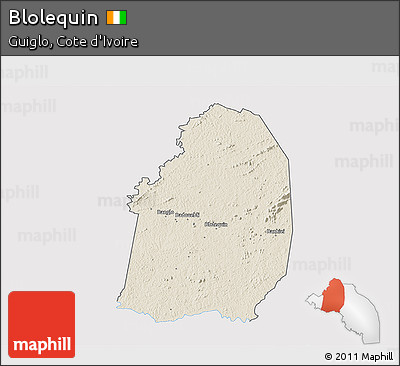 Shaded Relief 3D Map of Blolequin, single color outside