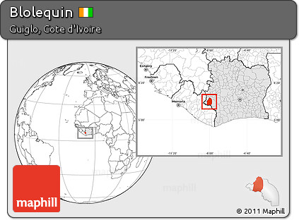 Blank Location Map of Blolequin, highlighted country
