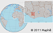 Gray Location Map of Blolequin, within the entire country