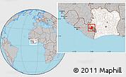 Gray Location Map of Blolequin, highlighted country, highlighted parent region
