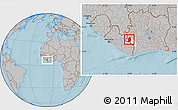 Gray Location Map of Blolequin, highlighted parent region, hill shading
