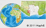 Physical Location Map of Blolequin, highlighted country, within the entire country