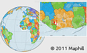 Political Location Map of Blolequin, highlighted parent region, within the entire country