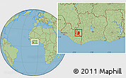 Savanna Style Location Map of Blolequin, within the entire country