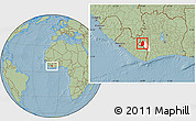 Savanna Style Location Map of Blolequin, highlighted parent region, hill shading