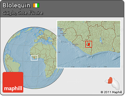 Savanna Style Location Map of Blolequin, hill shading