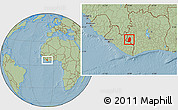Savanna Style Location Map of Blolequin, hill shading