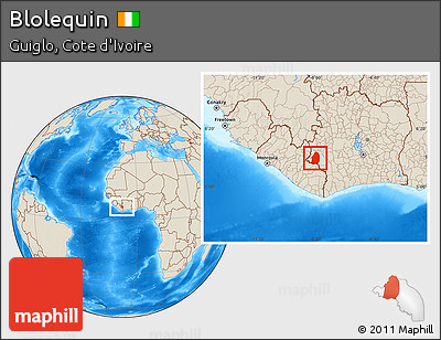 Shaded Relief Location Map of Blolequin
