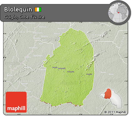 Physical Map of Blolequin, lighten, semi-desaturated