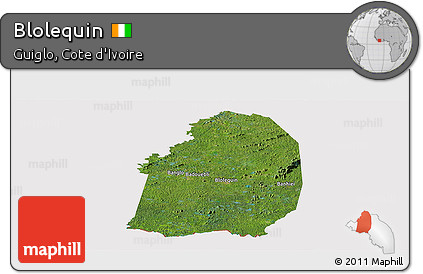 Satellite Panoramic Map of Blolequin, cropped outside
