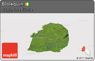 Satellite Panoramic Map of Blolequin, cropped outside